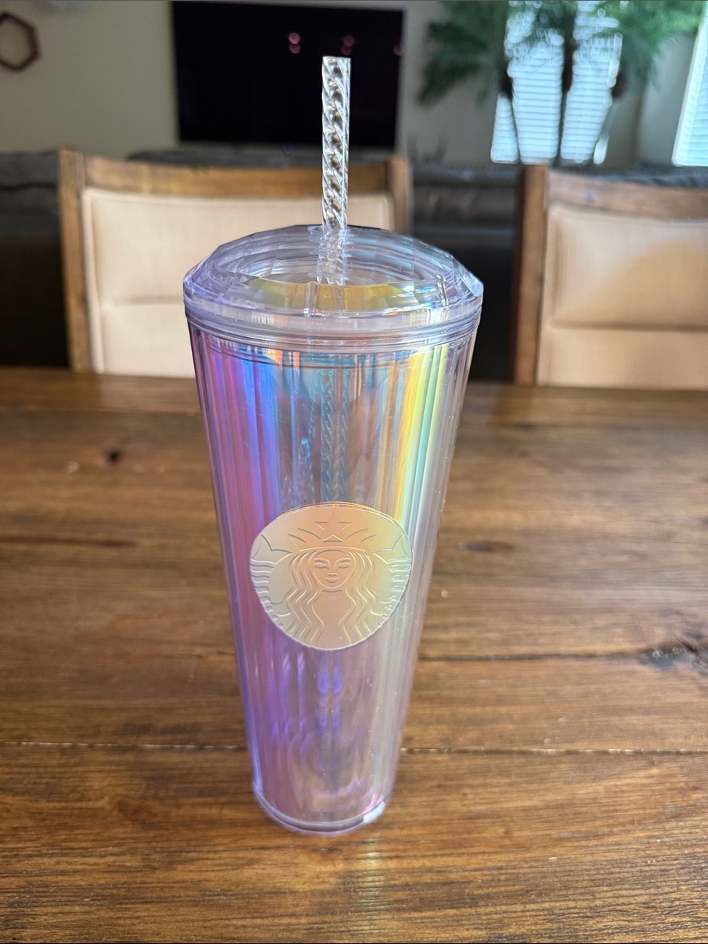 Starbucks Iridescent Purple-Blue-Gold Cold Cup with Straw